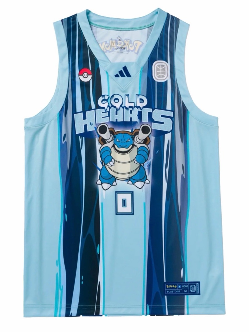 NWT - Adidas x Pokémon 'Cold Hearts' Blastoise Basketball Jersey - Boys Large